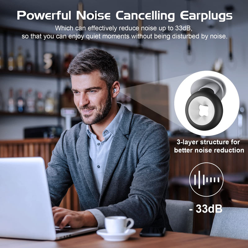 Yaumany Ear Plugs For Sleeping, Hearing Protection Earplugs, 2 Pairs, Reusable And Washable Silicone Ear Plugs For Sleeping, Snoring, Work, Learning, Swimming, Planes, Snr 33 Db, Black/Blue - NewNest Australia