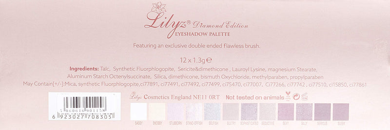 Lilyz Miss-TY Diamond Edition 12 Colour Eyeshadow Palette with Double Ended Flawless Brush - NewNest Australia