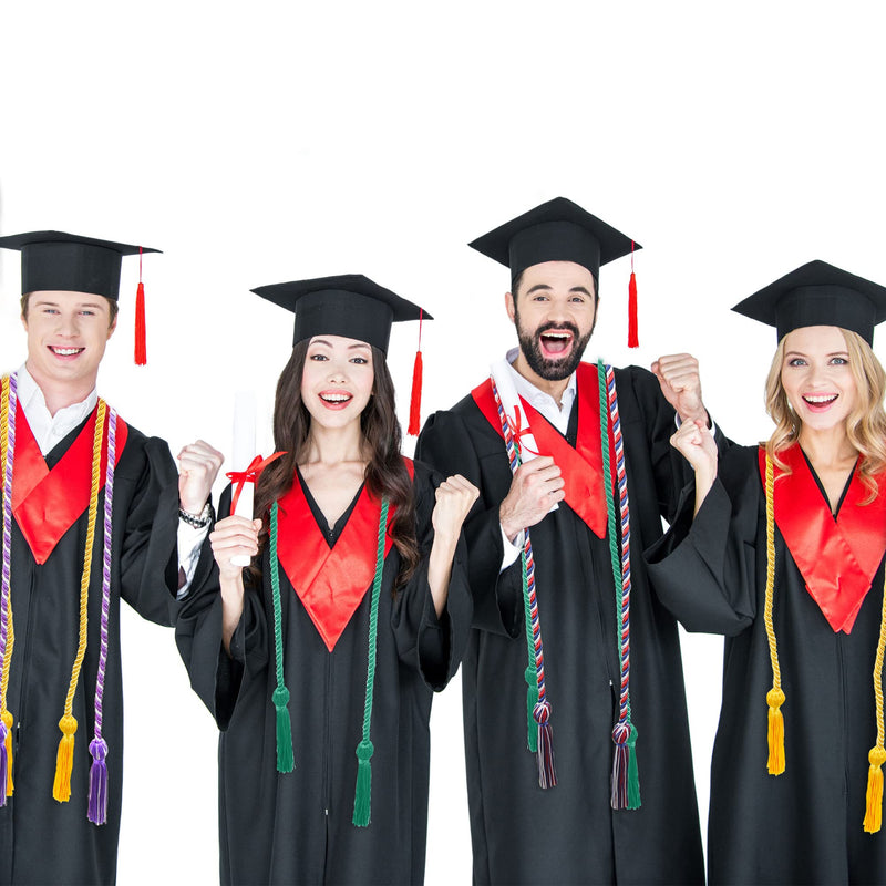 Trounistro 8 Pieces Graduation Cords Yarn Honor Cords with Tassel for College Graduation Students (Black) Black - NewNest Australia
