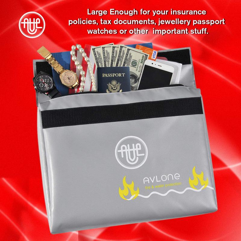 Fireproof and Waterproof Money and Important Documents Bag - Fire Resistant Storage Holder for Valuables, Passports, Laptop - Large Size with Double Closure, Reflective Band - NewNest Australia