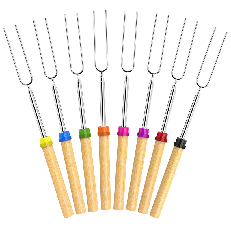 NewNest Australia - Ezire Roasting Sticks, Marshmallow Roasting Sticks 32 Inch Extendable Forks for BBQ at The Campfire (Multi-8 Pack) 