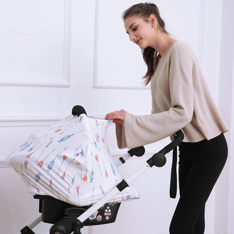Baby Car Seat Covers, Carseat Canopy, Breastfeeding Cover (Colourful Arrows) Colourful Arrows - NewNest Australia