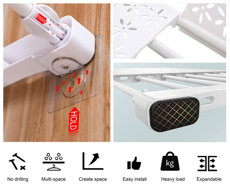 cOOva Closet Tension Shelf Expandable Shelf dividers -Kitchen Cabinet Shelves Under Sink Organizer Rack -School Locker Shelf Adjustable. 14.17W (11.25-15.75) L inch 36W (29-40)L cm - NewNest Australia
