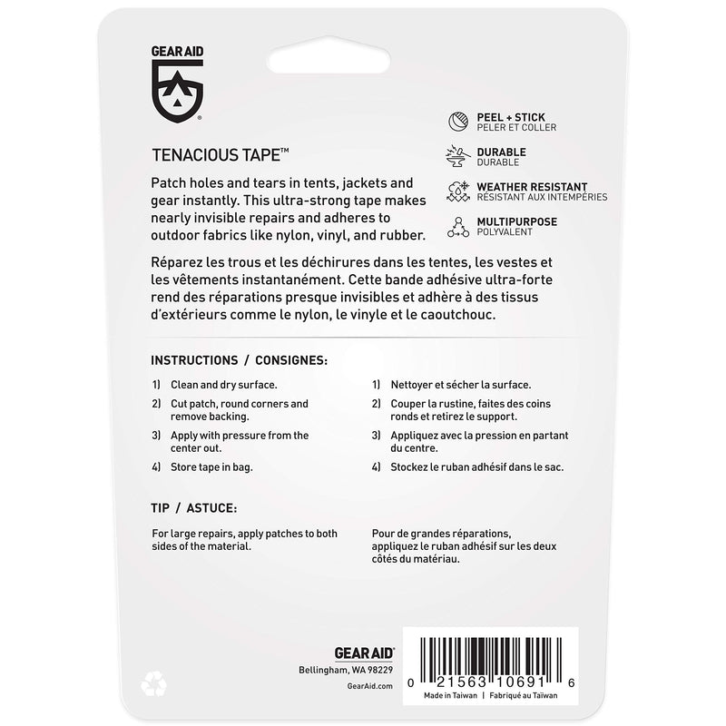 GEAR AID Tenacious Tape Fabric and Vinyl Outdoor Camping Gear Repair Tape, 3” x 20” Clear 1 Pack - NewNest Australia
