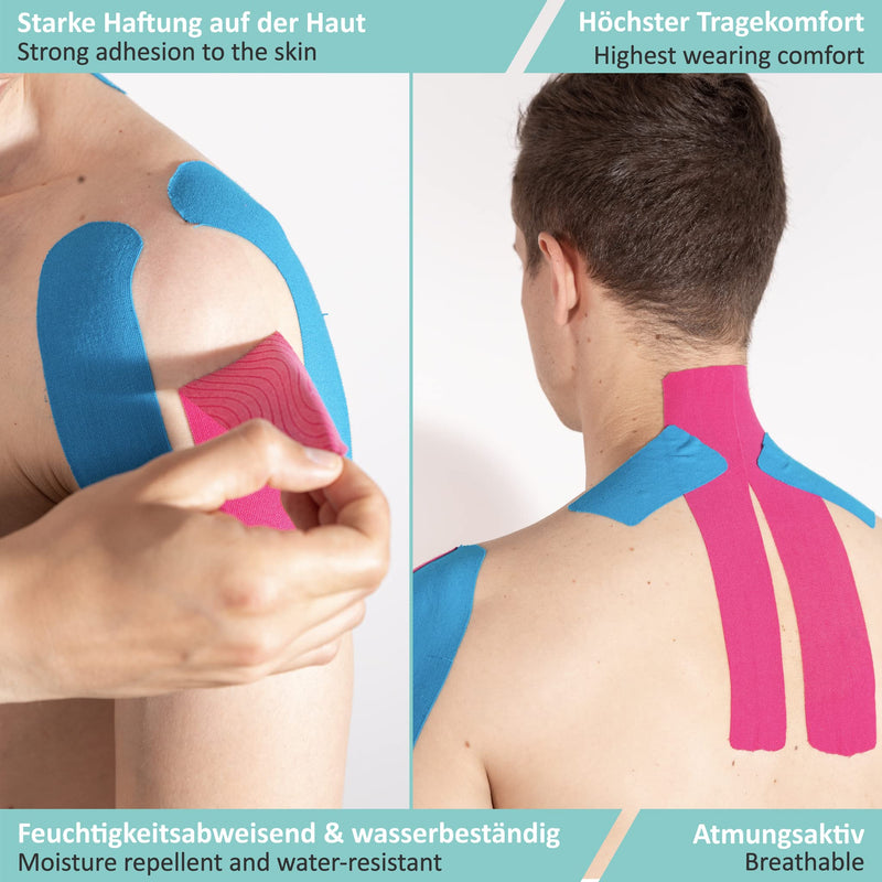 Kinesio Tapes, Skin-Friendly & Latex-Free Sports Tape, Kinesiology Tape, 5 Cm X 5 M, Elastic & Waterproof Therapy Tape, Physio Tape With Long-Lasting Adhesion (Blue) - NewNest Australia