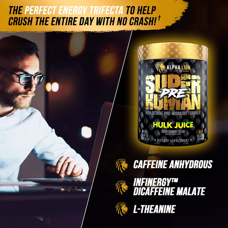 Alpha Lion Pre Workout, Increases Strength & Endurance, Powerful, Clean Energy Without Crash (42 Servings, Hulk Juice) - NewNest Australia
