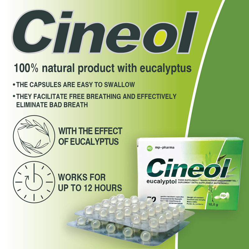 Cineol Eucalyptol - 100% Natural - Capsules With Eucalyptus Oil - For Inflammation Of The Upper Respiratory Tract And Colds - Dietary Supplement - Pack Of 50 - NewNest Australia