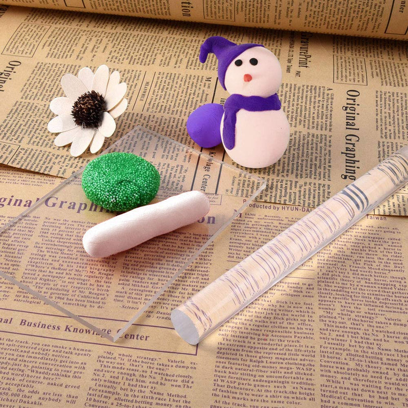 Acrylic Clay Roller with Acrylic Sheet Backing Board Assisted Shovel Rubber Clay Tools/Moulds Acrylic Ultra-Light Clay Hand-Made DIY Tool Materials - NewNest Australia