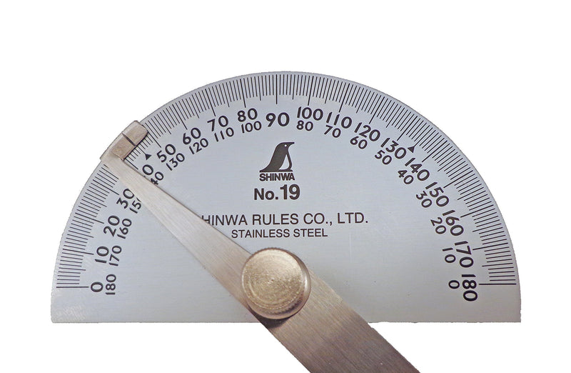 Shinwa Japanese #19 Stainless Steel Protractor 0-180 degrees with Round Head - NewNest Australia