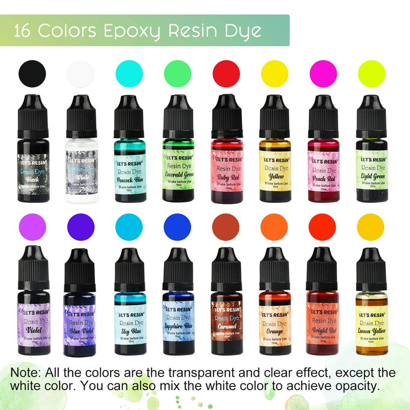 LET'S RESIN Epoxy Resin Pigment 16 Color Liquid Epoxy Resin Dye, Concentrated Epoxy Resin Paint,Resin Colorant for Resin Coloring,Resin Jewelry, Resin Art DIY Making (Each 0.35oz) - NewNest Australia