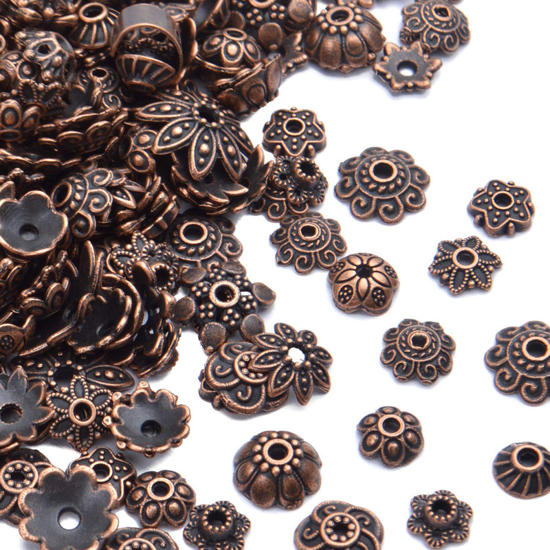 BronaGrand 100 Gram(About 180-350pcs) Bead Caps Metal Spacers Jewelry Findings Accessories for Bracelet Necklace Jewelry Making,Antique Copper Antique Copper - NewNest Australia