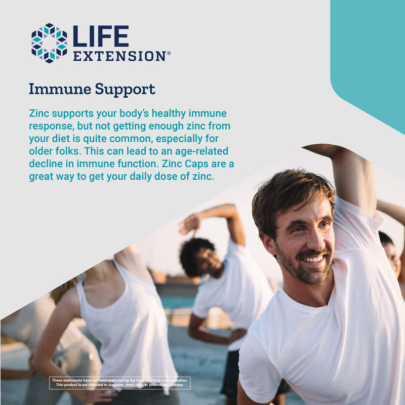 Life Extension Zinc Caps 50 Mg - Immune Support System & Bone Health Supplements - Supports Cardiovascular & Neurological Health - Non-GMO, Gluten-Free – 90 Vegetarian Capsules - NewNest Australia