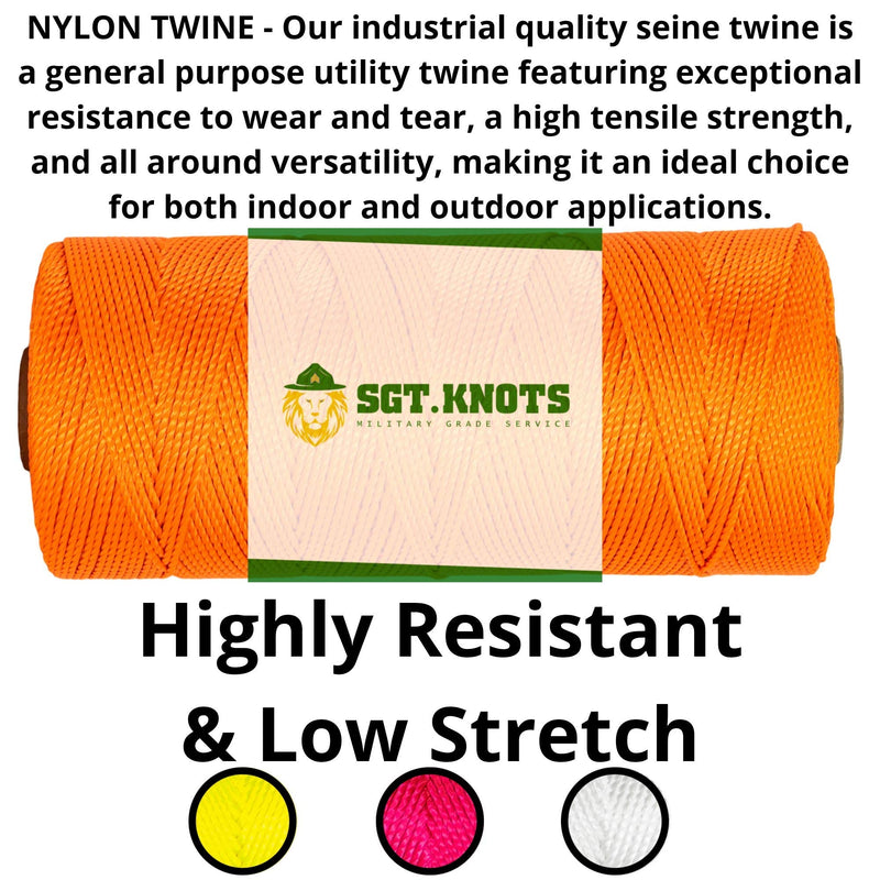 GT KNOTS Twisted Nylon Mason Line #18 - Twine String for DIY Project, Crafting (275 feet - Fluorescent Yellow) 275ft - Single Roll - NewNest Australia