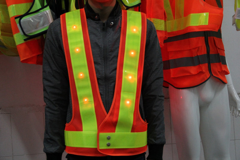 YOA 16 LED Light up Cycling Traffic Outdoor Night Safety Warning Vest (Led Safety Vest Orange) - NewNest Australia
