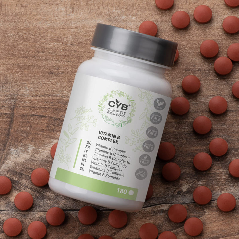 CYB Complete your Body vitamin B complex, high dose with all eight B vitamins, vegan, 1 x 180 tablets - NewNest Australia
