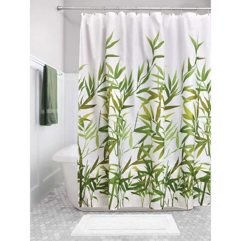 iDesign Anzu Fabric Shower Curtain, Water-Repellent Bath Liner for Kids', Guest, College Dorm, Master Bathroom, 72" x 72", Green Standard - NewNest Australia