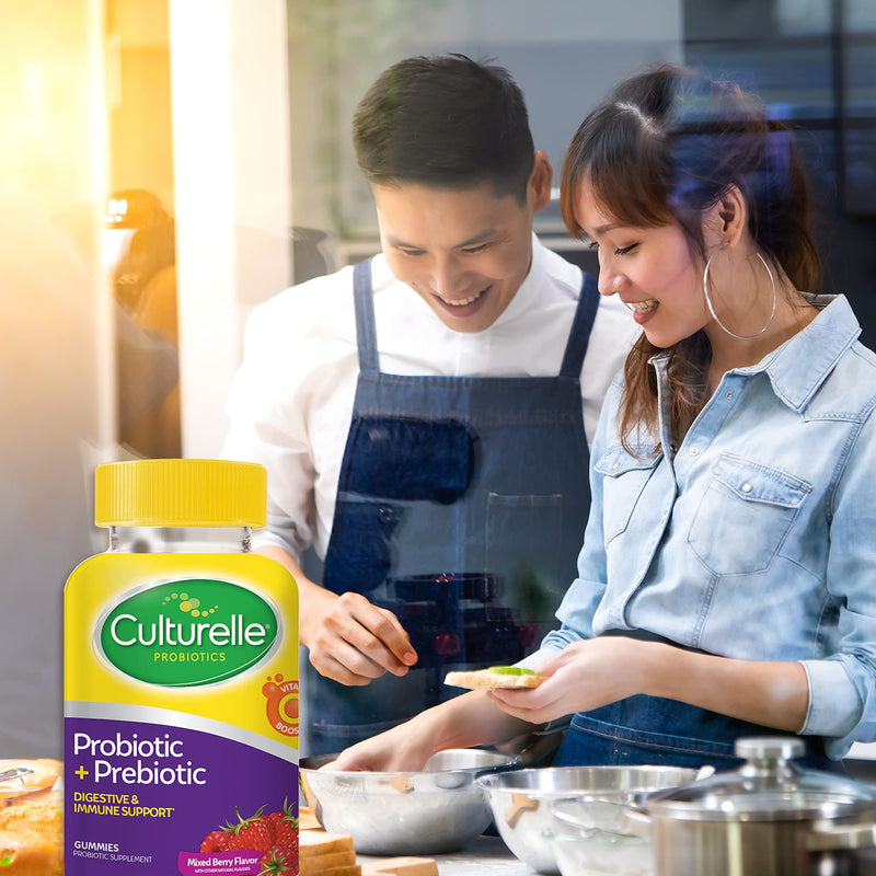 Culturelle Daily Probiotic Gummies for Men and Women, Probiotic + Prebiotic with Vitamin C Boost, Digestive + Immune Support*, Gluten Free, Mixed Berry Flavor, 52 Count Adult Daily Probiotic Gummies - NewNest Australia