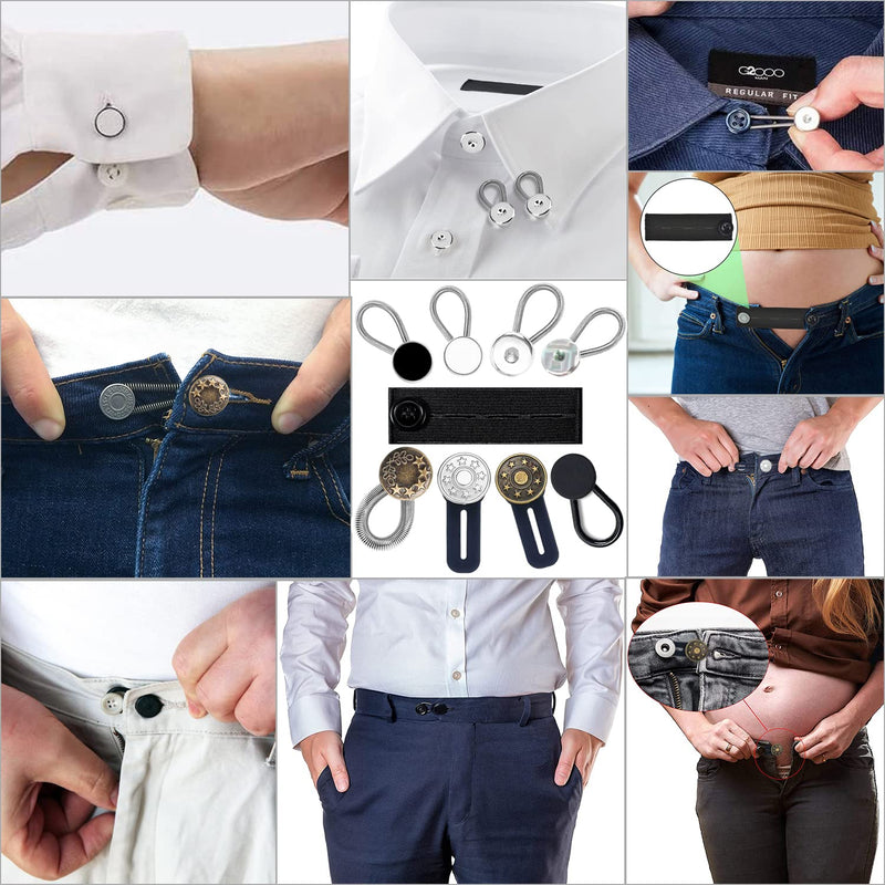 24 Pcs Extender Button Set, Flexible Adjustable Elastic Waist Extender Button, Comfy Invisible Collar Neck Extenders, No-Sew Extend Buttons for Women and Men's Pants Jeans Skirts Clothing Supplies - NewNest Australia