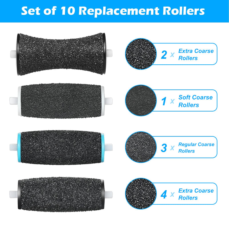 Jorest 10Pcs Replacement Rollers Compatible with Scholl Velvet Smooth, 2 Shapes & 3 Types of Roughness Foot File Refill Rollers for Electric Foot File, Pedicure Hard Skin Remover - NewNest Australia