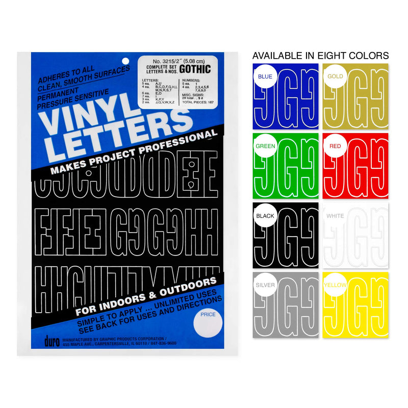 Graphic Products Duro 2-inch Gothic Vinyl Letters and Numbers Set, Blue - NewNest Australia