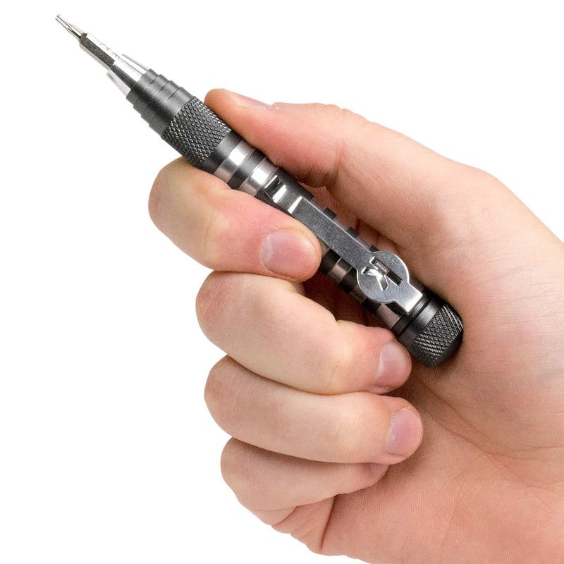 Kershaw TX-Tool (TXTOOL); 4.8 in. Single-Position Multifunction Magnetic Bit Driver; Includes T-6, T-8, T-10, 2 Phillips and Slotted Screwdriver Bit; 1.1 oz, Black - NewNest Australia