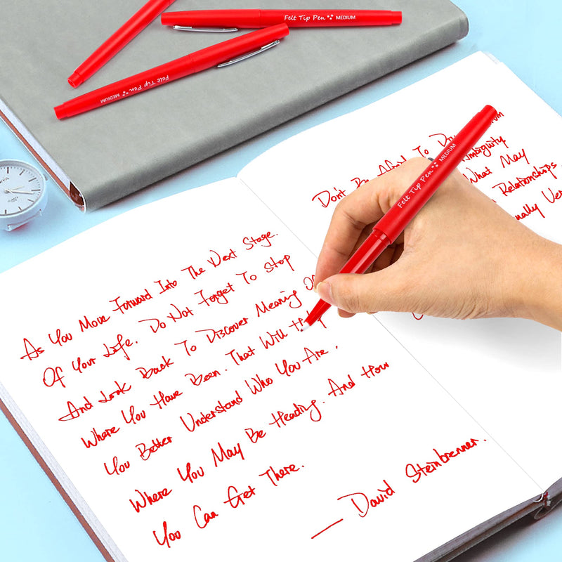 Lelix Felt Tip Pens, 15 Red Pens, 0.7mm Medium Point Felt Pens, Felt Tip Markers Pens for Journaling, Writing, Note Taking, Planner, Perfect for Art Office and School Supplies - NewNest Australia