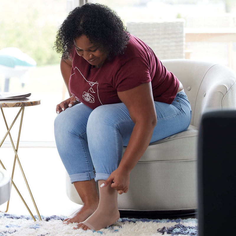 (3 Pack) Absolute Support Big and Tall Compression Socks for Women and Men 20-30mmHg Open Toe - Plus Size Compression Support Hose Wide Calf for Swelling Pain Edema Recovery Nursing - Beige, 2X-Large XX-Large - NewNest Australia