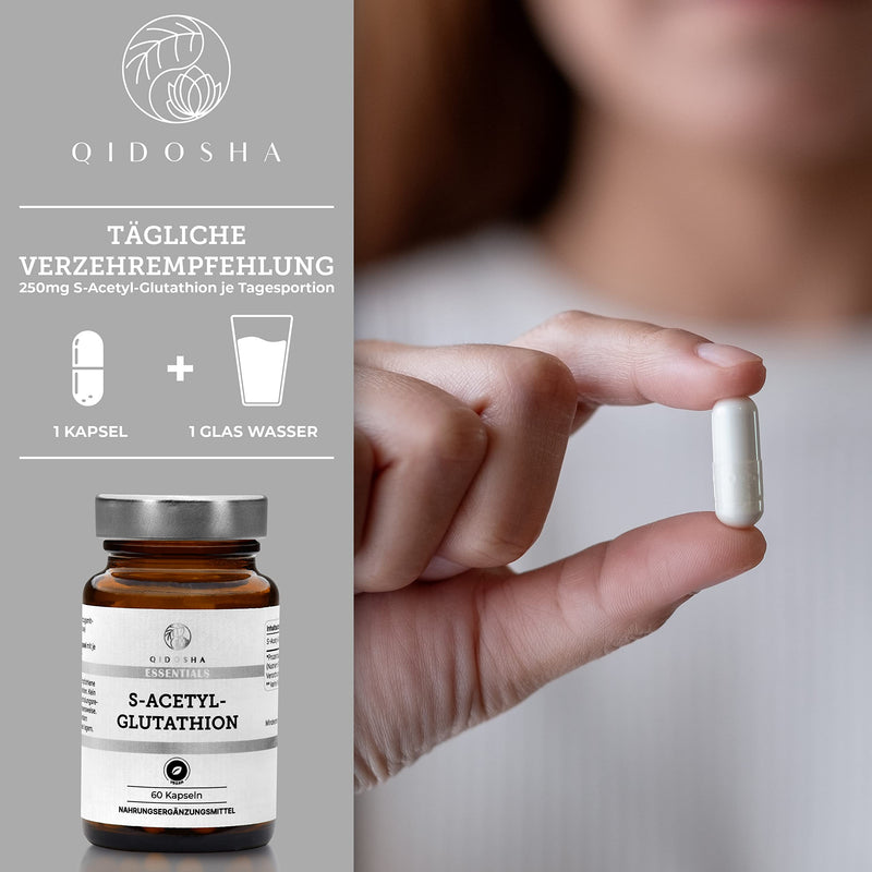 Qidosha S Acetyl Glutathione Capsules, Stabilized By Acetylation & Better Bioavailable Than Simple L-Glutathione, 250 Mg/Capsule, 60 Pieces/Glass, Natural From Fermentation, S Acetyl Glutathione 250 - NewNest Australia