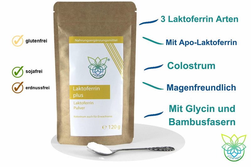 Vitaragna Lactoferrin Powder Plus, 120 G, Colostrum Or Colostrum Also For Adults With Apo-Lactoferrin, Glycine And Micronized Bamboo Fibers, High Bioavailability And Compatibility - NewNest Australia