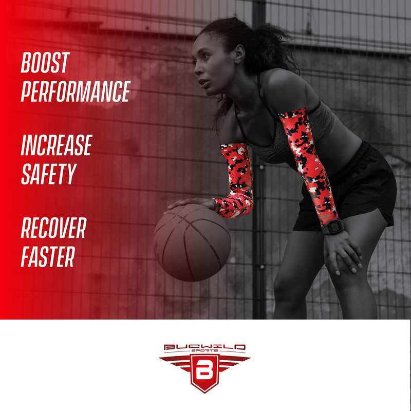 Sports Compression Arm Sleeves Baseball Basketball Shooter Youth & Adult Size Red Camo YL - NewNest Australia