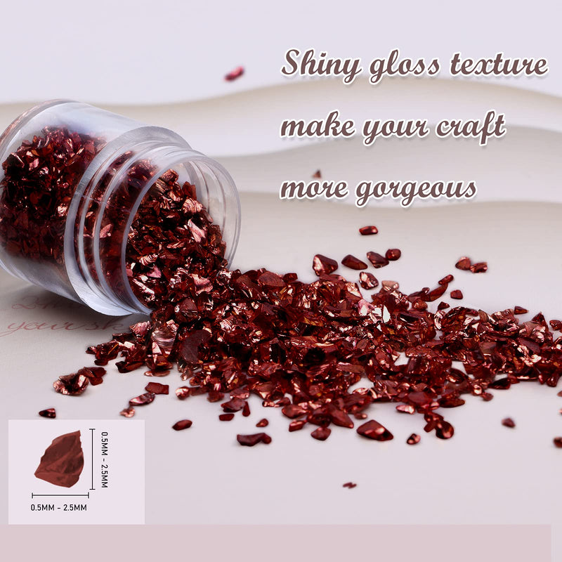 Crushed Glass Craft Glitter for Resin, 0.5-2.5mm SONGIN Irregular Metallic Crystal Chips Sprinkles Chunky Glitter Shiny Nail Sequins Flakes for Nail Art DIY Jewelry Making Decoration Vase Filler S(0.5mm-2.5mm) XO wine red - NewNest Australia