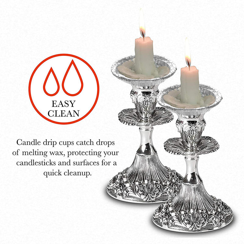 NewNest Australia - Ner Mitzvah Candle Holders Plus - Deeper Than Regular - Heavy Duty Aluminum Protector Bobeches, Drip Guard Candlestick Liner Inserts - 40 Count Deep 