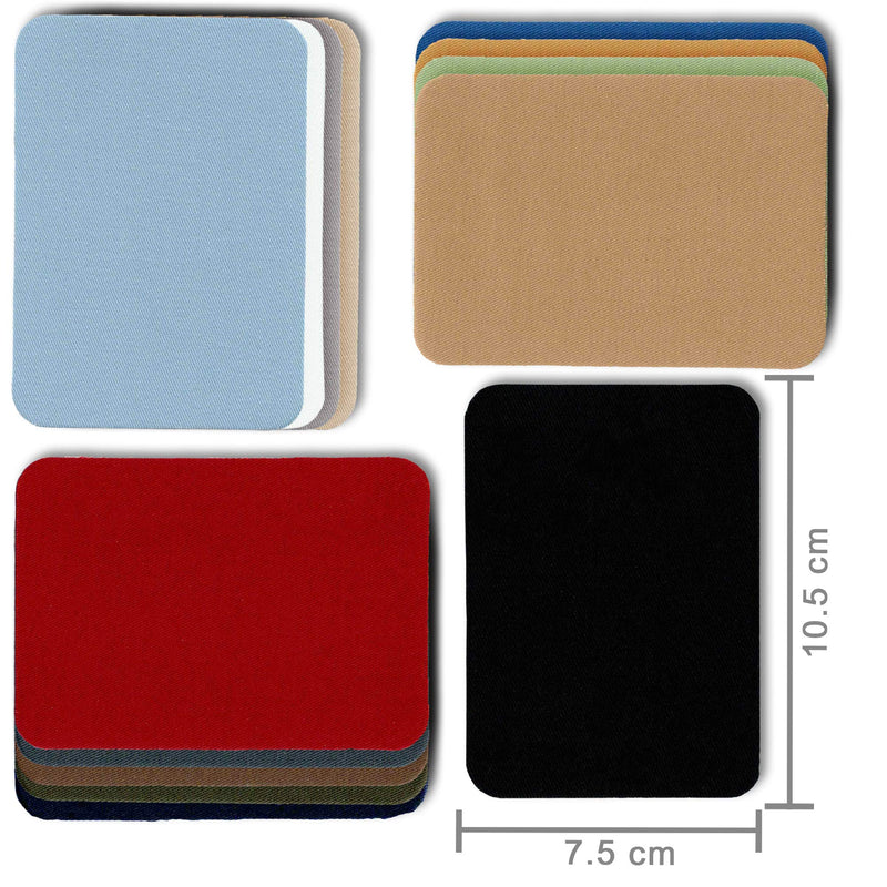 ZEFFFKA Premium Quality Fabric Iron-on Patches Inside & Outside Strongest Glue 100% Cotton Blue Gray Beige Brown Yellow Red Green Repair Decorating Kit 14 Pieces Size 3" by 4-1/4" (7.5 cm x 10.5 cm) - NewNest Australia