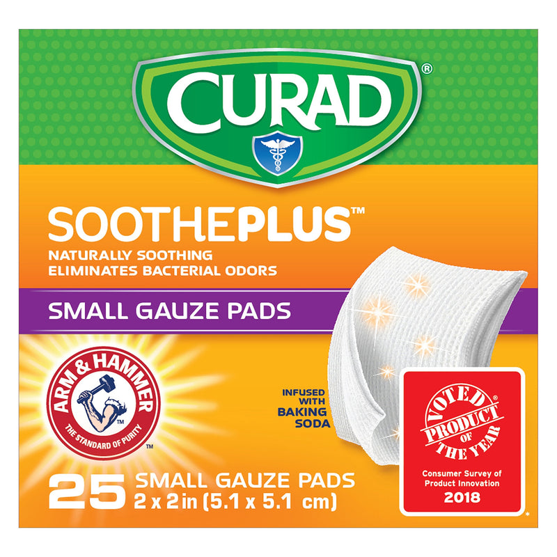 CURAD SoothePLUS Gauze Pads with ARM & HAMMER Baking Soda, 2" x 2", 25 count - NewNest Australia