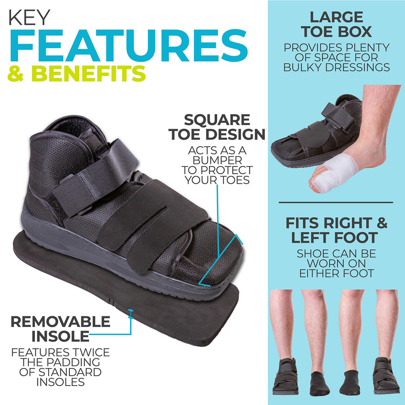 BraceAbility Closed Toe Medical Walking Shoe - Lightweight Surgical Foot Protection Cast Boot with Adjustable Straps, Orthopedic Fracture Support, and Post Bunion or Hammertoe Surgery Brace (S) Small (Pack of 1) - NewNest Australia