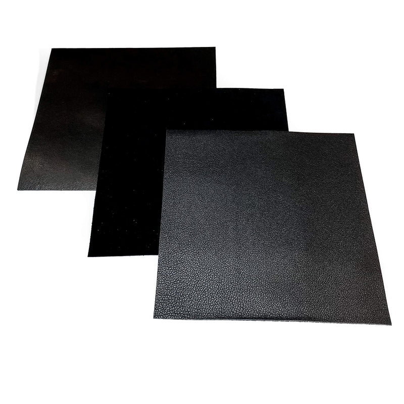 Black Leather Fabric for Crafts: 3 Sheepskin Sheets of Black Suede and Black Lambskin Leather Hides 5x5IN/ 12x12cm - NewNest Australia