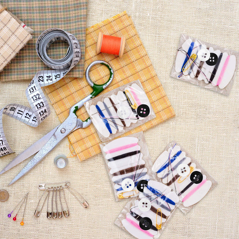 Tatuo 100 Sets Travel Sewing Kits Thread Repair Kit with Needles, Threads, Button, Pin for Hotel Amenities Necessities, 6 Different Colors - NewNest Australia