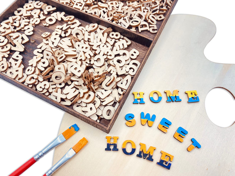 592 Pieces 1/2 Inch Mini Wooden Alphabet Letters and Unfinished Wood Numbers with Rustic Storage Tray for Scrapbooking DIY Crafts Homemade Gifts - NewNest Australia