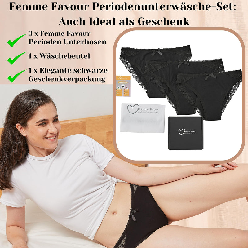 Femme Favor Period Underwear - Set Of 3 Women'S Panties, Cotton Women'S Underwear For Heavy Menstruation - Menstrual Underwear Set Including Wash Bag, Also Suitable For Girls - NewNest Australia