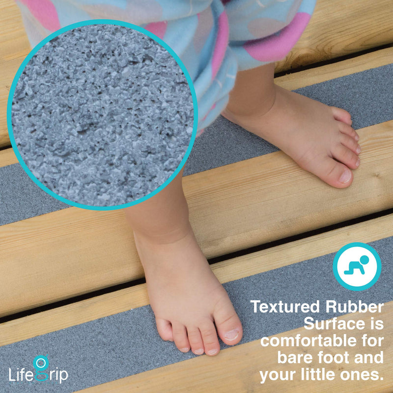 LifeGrip Anti Slip Safety Tape, Non Slip Stair Tread, Textured Rubber Surface, Comfortable for Barefoot, 1 inch X 30 Foot, Grey 1" X 30' - NewNest Australia