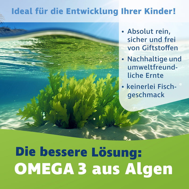 Omega 3 drops for children - from 4 years - 100% vegan - 20 ml - with DHA (316 mg) & EPA (158 mg) - Omega 3 children made from algae oil - NewNest Australia