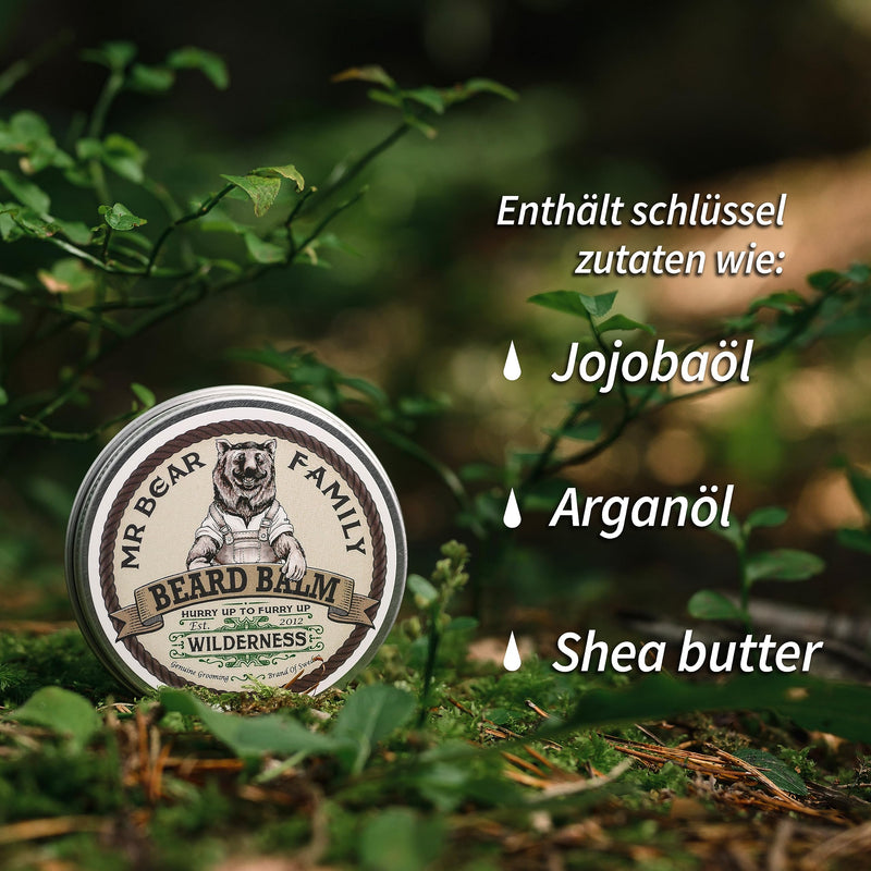Mr Bear Family Beard Balm Men - Wilderness - Nourishing Beard Balm - Beard Wax with Shea Butter, Jojoba Oil and Beeswax - Beard Wax Mustache & Full Beard Beard Styling - Beard Balm 60ml Wilderness - NewNest Australia