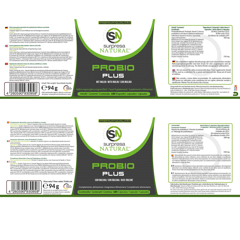 Probio Plus 180 Capsules - 18 Strains Including Bacillus Subtilis (Microbe Of The Year 2023), 20 Billion Cbe Per Day (200 Billion Cfu/G) - With Inulin - Enteric Juice-Resistant Capsules, Vegan - NewNest Australia