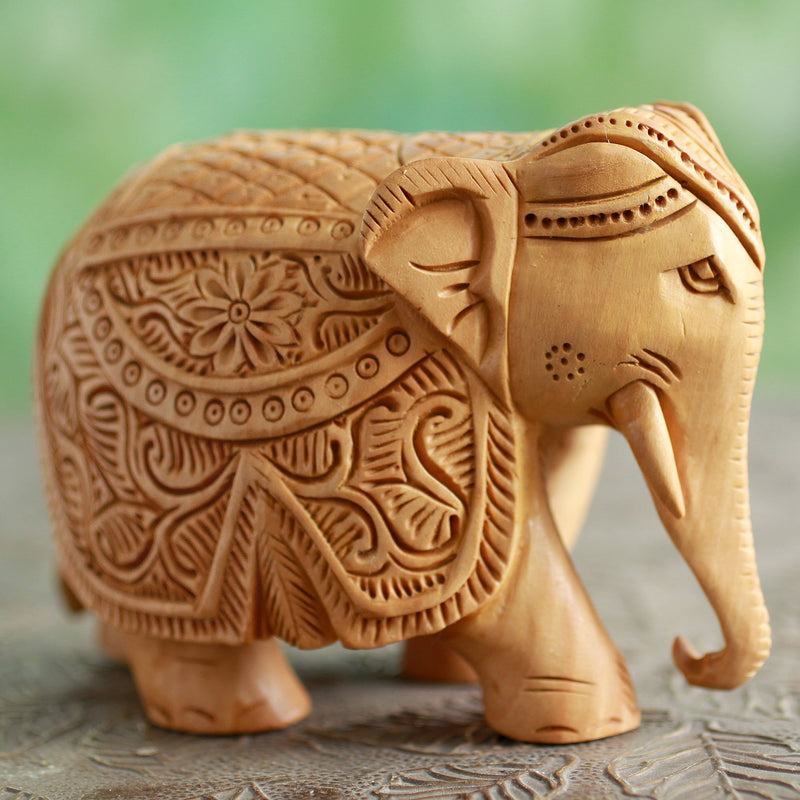 NewNest Australia - NOVICA Brown Elephant Kadam Wood Sculpture, Majestic Elephant' (Small) 