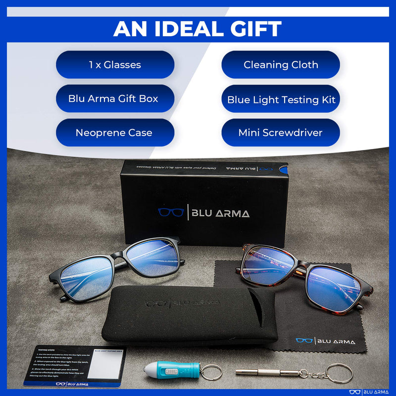 BLU ARMA® Blue Light Glasses for Men & Women with Glasses case – Reading Glasses - Gaming Glasses to Prevent Migraine, Eye Strain, and Improve Sleep – UV 400 Protection - CE & FDA Certified Black Panther - NewNest Australia