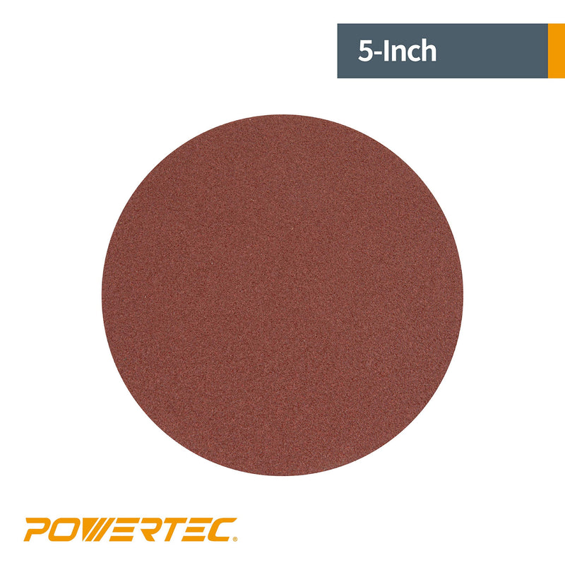 POWERTEC 45500 5-Inch PSA Aluminum Oxide Adhesive Sanding Disc 10 pcs of each grits: 60/80/100/120/180/240, 60 PK - NewNest Australia