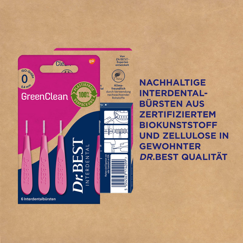 Dr.BEST GreenClean Interdental, Size 2, 6 pieces - interdental brushes for gentle cleaning of the spaces between the teeth, 6 pieces (pack of 1) - NewNest Australia