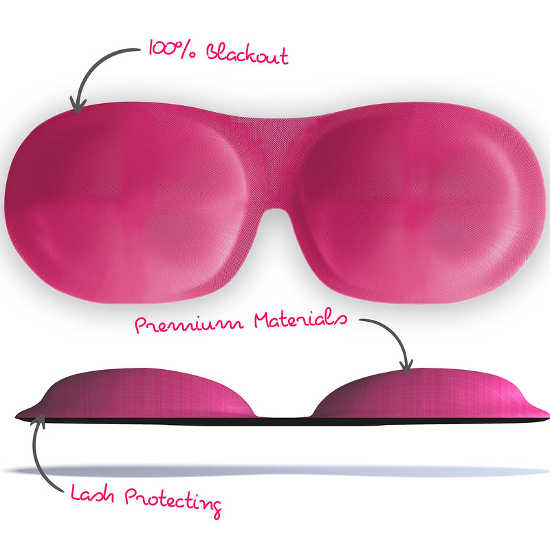 SMUG 100% Blackout Sleep & Eye Mask | Eyelash Extension Friendly | Eye Masks for Sleeping | Sleep Masks for Women & Men | Straps for Dream Comfort & Adjustability | Bright Pink - NewNest Australia