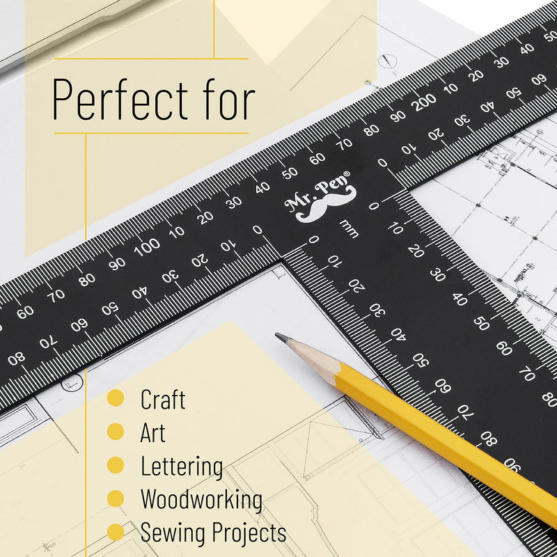 Mr. Pen - T Square, T Ruler, 12 inch Metal Ruler, T Square Ruler, Drafting Tools, Architect Ruler, Set Square, Drafting Ruler, Tsquare, Truler, Architectural Triangle, Tee Ruler, L Square, Scale Ruler - NewNest Australia