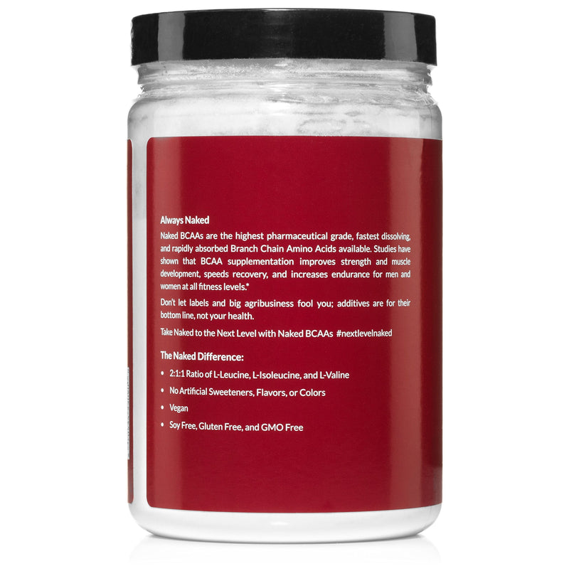 Naked BCAAs Amino Acids Powder - 100 Servings - Vegan Unflavored Branched Chain Amino Acids 500 Grams - 100% Pure 2:1:1 Formula - Instantized All Natural BCAA Powder Supplement to Increase Gains - NewNest Australia